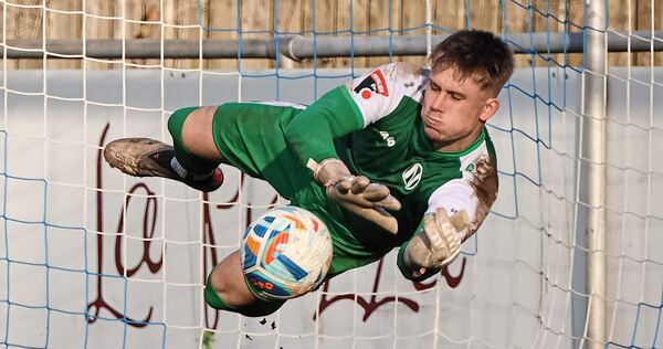 Pius Albrecht aus Remseck-Hochberg steht bei Gmünd im Tor. Foto: Jana Brenner Pius Albrecht aus Remseck-Hochberg steht bei Gmünd im Tor.