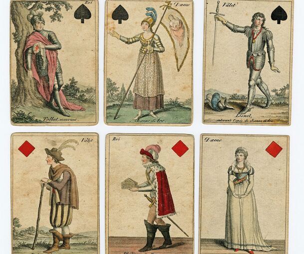 Auf Spurensuche: Cottas „Karten-Almanach“ von 1804 mit Spielfiguren zu Schillers „Jungfrau von Orleans“. Foto: DLA Marbach/p
