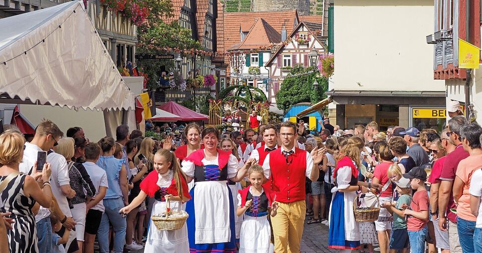 Zieht zahlreiche Menschen an: der Festumzug zum Winzerfest in Besigheim. Foto: Holm Wolschendorf