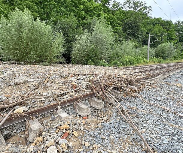 Die Schäden an den Gleisanlagen bei Kirchberg sind massiv.