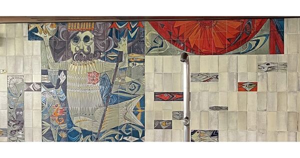 Die Wandkeramik von Fred Stelzig mit dem Titel „Wassermann mit Raddampfer und Meerestieren“, die das Asperger Bädle zierte, wird Die Wandkeramik von Fred Stelzig mit dem Titel „Wassermann mit Raddampfer und Meerestieren“, die das Asperger Bädle zierte, wird nicht erhalten.