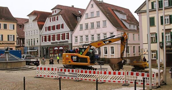 Der Vaihinger Marktplatz ist zur Baustelle geworden. Der Vaihinger Marktplatz ist zur Baustelle geworden.