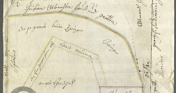 Situationsskizze des alten Schlossplatzes aus dem Jahr 1774. Situationsskizze des alten Schlossplatzes aus dem Jahr 1774.