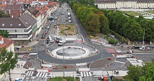 Blick auf die Baustelle auf der Sternkreuzung. Blick auf die Baustelle auf der Sternkreuzung.