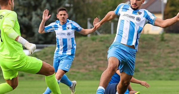 Pattonvilles Muhammed Beran (r.) streckt sich gegen Aldingens Keeper Tim Hoffmann. screenreader