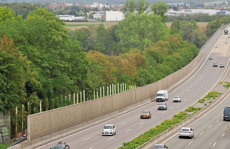Anstelle der maroden Lärmschutzwand wurde entlang der Autobahn 81 in Freiberg ein Provisorium errichtet. Anstelle der maroden Lärmschutzwand wurde entlang der Autobahn 81 in Freiberg ein Provisorium errichtet.