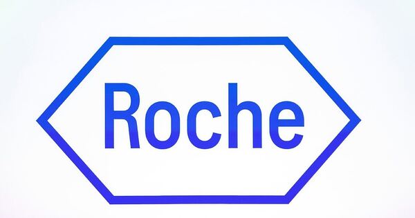 Logo des Schweizer Pharmakonzerns Roche. Logo des Schweizer Pharmakonzerns Roche.